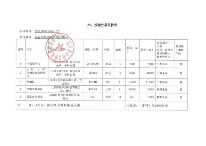 江西明台项目咨询管理有限公司关于东华理工大学辐射环境实验室建设项目(项目编号:JXMT20260525B-02)竞争性谈判成交公告(图1) 江西明台项目咨询管理有限公司关于东华理工大学辐射环境实验室建设项目(项目编号:JXMT20260525B-02)竞争性谈判成交公告(图1)